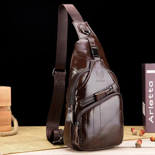 Vista 122 de LUKZIJAES Bolso bandolera de cuero genuino para hombre