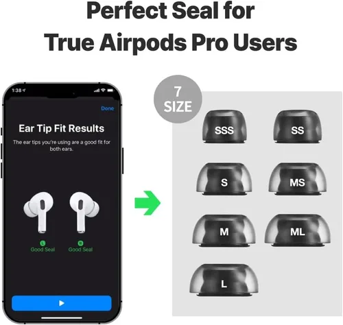 Vista 5 de AZLA Crystal AirPods Pro - Reemplazo de punta de oído, puntas de silicona LSR prémium