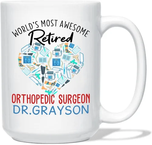 Vista 12 de Taza de café con nombre personalizada para hombres, mujeres, cirujano médico, taza de café blanca personalizada para cirujano ortopédico, taza
