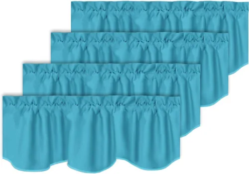 Vista 36 de Turquoize - Cenefa opaca para ventanas de cocina/baño/sala de estar/dormitorio con aislamiento térmico, cenefa festoneada con bolsillo para Aqua