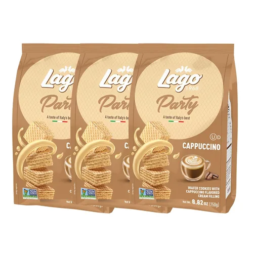 Vista 11 de Gastone Lago Party Wafers, capuchino, 8.82 onzas, galletas italianas de oblea con relleno de crema con sabor a capuchino, verificado sin OMG