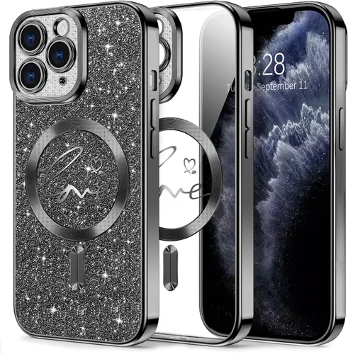 Vista 155 de Hython Funda para iPhone Air con purpurina, compatible con MagSafe Love Heart fundas magnéticas transparentes para teléfono para mujeres y niñas