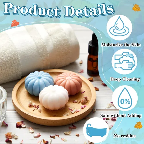 Vista 3 de Maxcheck 12 juegos de calabazas de otoño para baby shower, regalos de fiesta de jabón, incluye etiquetas temáticas de jabón de calabaza, bolsa