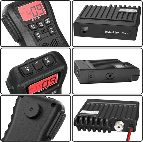 Vista 7 de Radioddity CS-47 Radio CB compacta AM/FM, reducción de ruido de micrófono