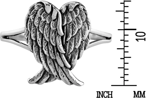 Vista 4 de AeraVida Heavenly Love - Anillo de plata de ley 925 con alas de ángel plegadas