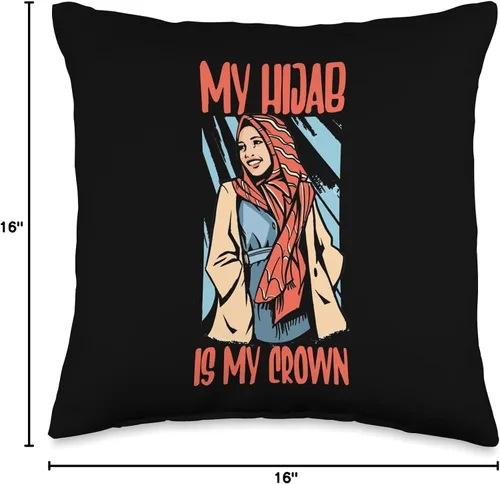 Vista 4 de My Hijab Is My Crown Islamic Muslim Women Gift My Hijab is My Crown Religión Islámica Almohada de mujer musulmana, 16 x 16 pulgadas, multicolor