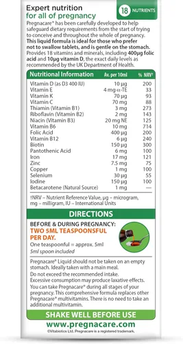 Vista 3 de Vitabiotics Pregnacare Liquid - 6.8 fl oz por Pregnacare