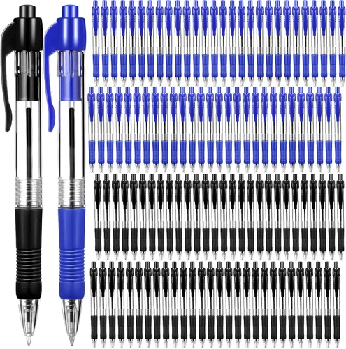 Vista 8 de Fainne Paquete de 200 Bolígrafos Retráctiles de Punta de Bola 1.0 mm Punta Media Recargables de Escritura Suave con Clic y Agarre para Trabajo Tinta