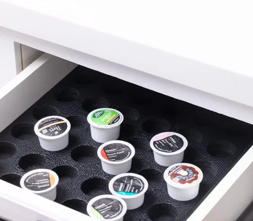 Vista 5 de Soporte para cápsulas de café, organizador de tamaño DIY, 60 bandejas compatibles con cajón con cápsulas de café