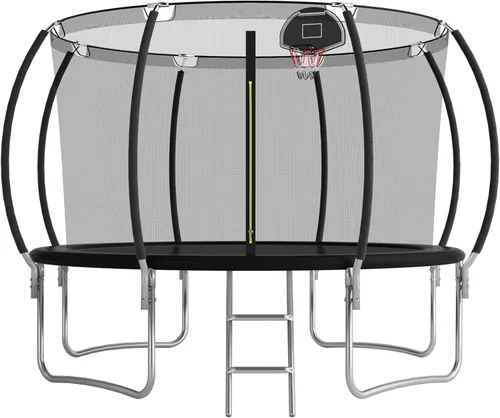 Vista 16 de Trampoline with Net 10FT 12FT 14FT ASTM Approved 500LBS Negro-3