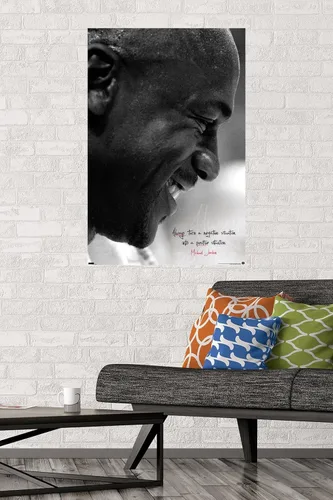 Vista 2 de Michael Jordan - Póster de pared Always Positive, 34 pulgadas de largo x 22.4 pulgadas de ancho, versión sin marco