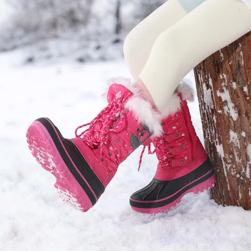 Vista 5 de DREAM PAIRS - Botas de nieve para el invierno, impermeables y con aislamiento para niños