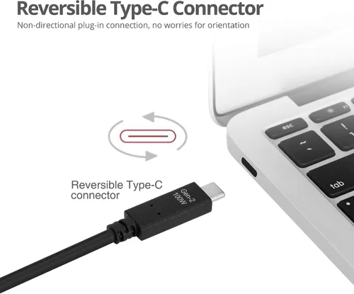Vista 6 de SIIG Cable USB 3.1 tipo C Gen 2 4K60Hz 100W PD 10Gbps USB-IF certificado Thunderbolt 3 puerto compatible con MacBook Pro y otros dispositivos tipo