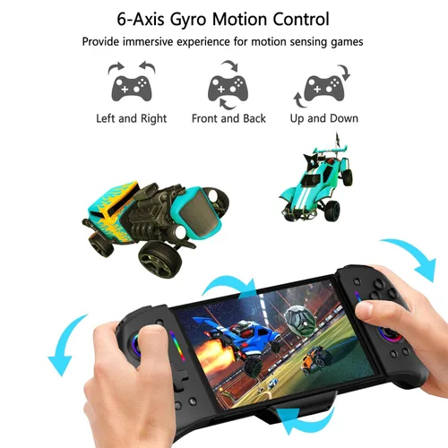 Vista 2 de RREAKA Wireless Switch Controllers for Nintendo SwitchOLED Controller, Ergonomic Handheld Mode Controller with 9 Lights Color, One Piece Joypad
