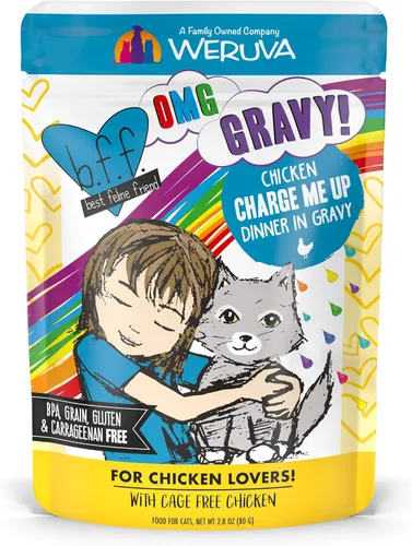Vista 11 de Weruva B.F.F. OMG - Best Feline Friend Oh My Gravy!, Booya! - Alimento para gatos con carne de res y pollo en salsa, bolsa de 2.8 onzas