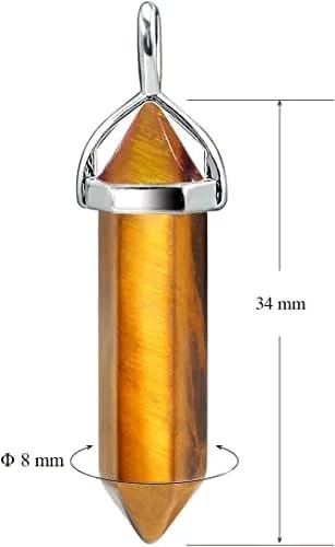 Vista 4 de Collar de cristal de ojo de tigre, colgante de piedra natural hecho a mano para hombres y mujeres, joyería de estilo bohemio con propiedades