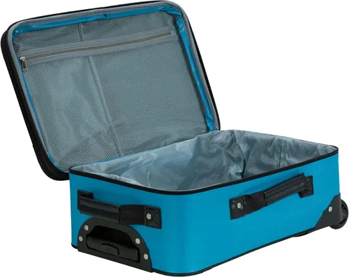 Vista 7 de Rockland juego de 4 piezas de valijas con ruedas y bolsas para viaje, Turquoise), F32