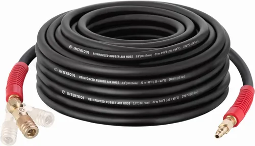 Vista 15 de INTERTOOL Manguera de compresor de aire 1/4-pulgada x 25 pies, ligera con acoplador rápido resistente y enchufe de servicio pesado - Resistente a