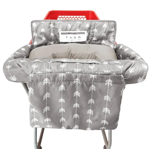 Vista 3 de Funda impermeable 2 en 1 para asiento de carrito de comestibles y funda para silla alta (flecha gris)