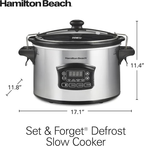 Vista 8 de Hamilton Beach Set & Forget 33869- Olla de cocción lenta programable digital, tapa hermética, sonda de temperatura, programa de descongelación