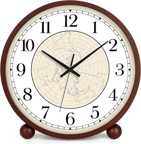 Vista 13 de Maxspace Reloj de mesa de madera, reloj de escritorio silencioso sin tictac de 8 pulgadas, funciona con pilas, reloj analógico de escritorio