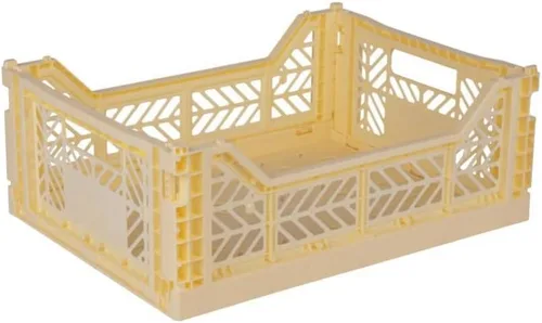 Vista 13 de AYKASA Contenedor de almacenamiento plegable, caja apilable de plástico, caja de leche (mediano, azul bebé)