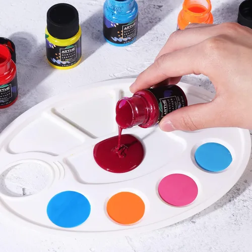 Vista 4 de ARTME Juego de pintura acrílica para cuero, 20 colores x 1.0 fl oz, kit de tinte acrílico para cuero, perfecto para zapatos, tenis, chaquetas, sofás