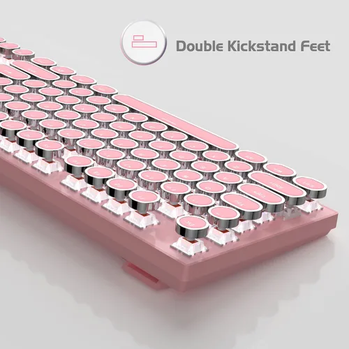 Vista 5 de Combinación de teclado y mouse mecánicos para juegos teclas redondas retro punk blanco retroiluminado USB teclado de computadora con cable