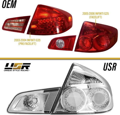Vista 4 de USR 03-06 VQ Sedan Luz Trasera – Juego de Lámparas Traseras (Izquierda + Derecha) Par - Compatible con 2003-2004 Infiniti G35 4 Puertas Pre-Facelift