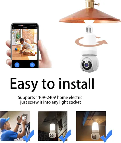 Vista 6 de Cámara de seguridad WiFi para interiores y exteriores con enchufe, detección humana AI, vista en vivo, visión nocturna a color, audio de 2 vías