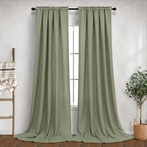 Vista 76 de Mrs.Naturall - Cortinas transparentes con bolsillo para barra de 36x63 pulgadas de lino mezclado negro