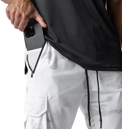 Vista 2 de DIOTSR Pantalones deportivos ligeros para hombre, pantalones deportivos tipo cargo para hombre, pantalones de entrenamiento delgados con bolsillos