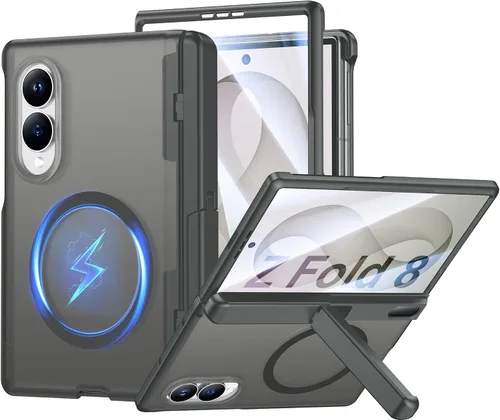 Vista 12 de SPIDERCASE Funda para Samsung Galaxy Z Fold 8, protector de pantalla integrado, protección de bisagra, función atril, funda protectora de cuerpo