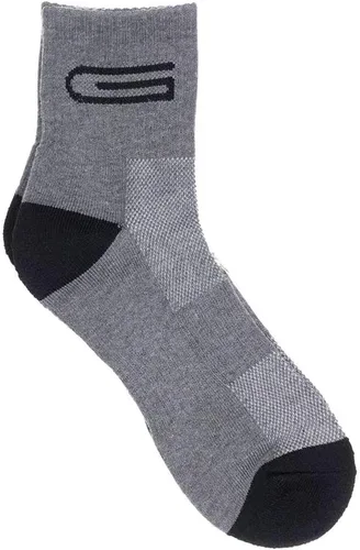 Vista 3 de Calcetines altos acolchados de media pantorrilla para mujer, paquete de 6 unidades, negro y gris carbón, senderismo y recreación al aire libre