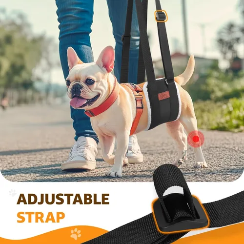 Vista 7 de Arnés de elevación ajustable para perros, cabestrillo para perros grandes, soporte de elevación y arnés de rehabilitación para patas traseras Negro