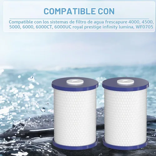 Vista 4 de Filtros de agua de carbón activado con cáscara de coco de 0.5 micrones compatibles con Royal Prestige Frescapure 4000, 4500, 5000, 6000 CT, 6000 UC