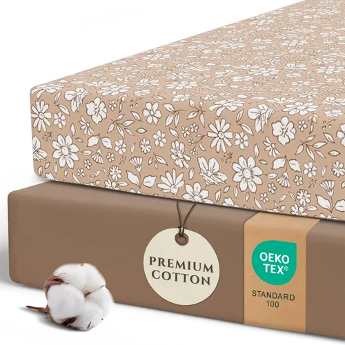 Vista 7 de Pobibaby Paquete de 2 sábanas bajeras para cuna para niñas, juego de sábanas de mezcla de algodón de primera calidad, suaves y transpirables