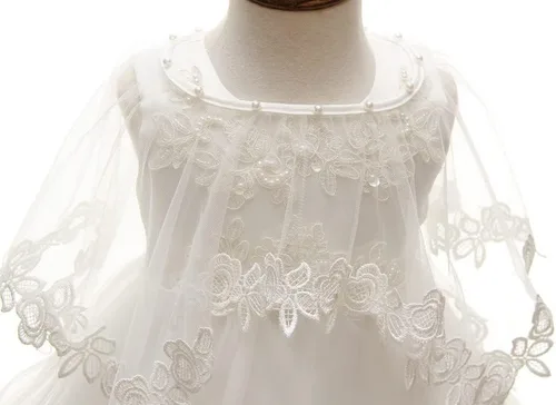 Vista 5 de Juego de 3 piezas de vestido de bautizo, vestido formal para niña, Marfil