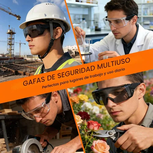 Vista 7 de OXG Anteojos de seguridad antiniebla, ANSI Z87.1, protección UV400, protector lateral, patillas ajustables
