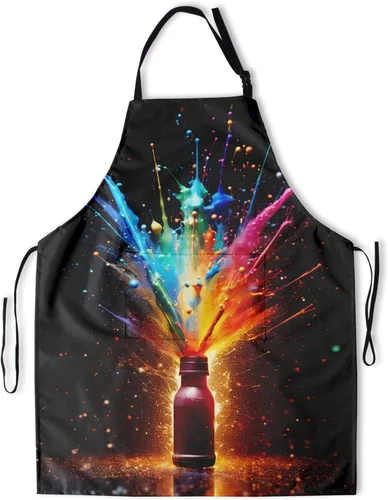Vista 16 de Delantal colorido de poliéster Grooming Delantales con bolsillo para barbacoa Cocina Pintura Adultos