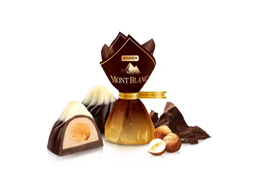 Vista 3 de Roshen Montblanc - Caramelo de chocolate con almendras picadas (2.2 lbs/2.2 libras), rosa
