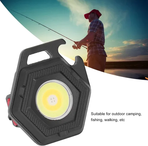 Vista 6 de COB - Luz de flash pequeña con soporte plegable - Llavero recargable de 500 lúmenes para pesca, camping, senderismo, 4 engranajes de brillo