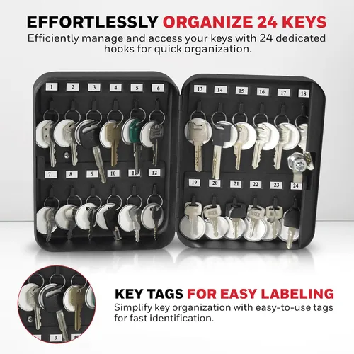 Vista 7 de Honeywell Safes & Door Locks - Caja pequeña de 24 ganchos para llaves de oficina - Caja de metal duradera que mantiene tus llaves seguras - Caja