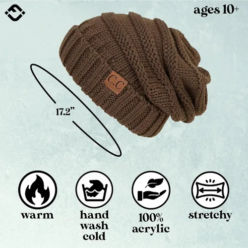 Vista 325 de Funky Junque Gorro de moda de punto trenzado de talla extragrande, grueso, abrigado, suave y holgado