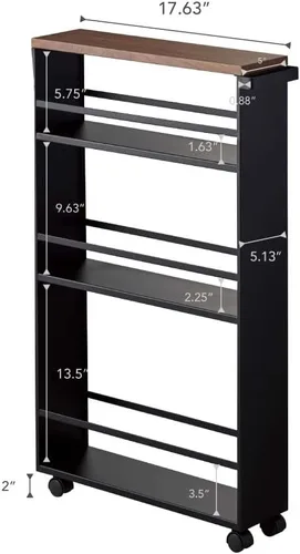 Vista 9 de YAMAZAKI home Carrito rodante delgado de almacenamiento de torre con asa Negro
