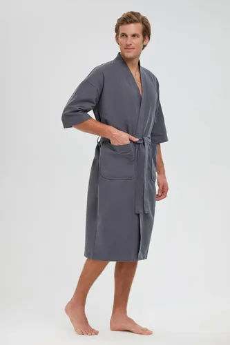 Vista 2 de MONARCH Chamois - Bata de microfibra tipo kimono para hotel, ligera, absorbente, suave, para spa, ciprés