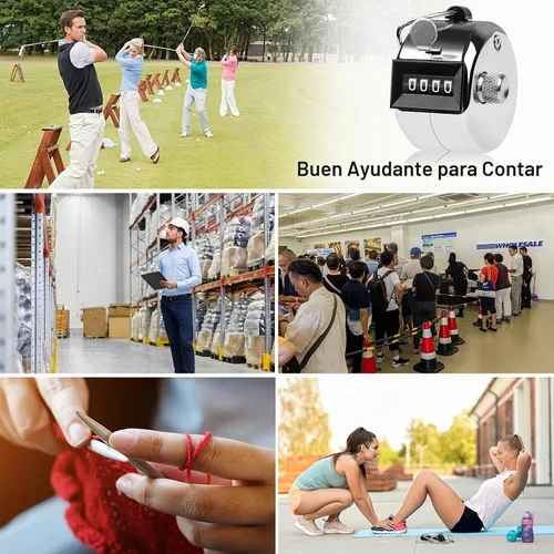 Vista 6 de Contador de 4 Dígitos, Clicker de Mano, Contadores de Metal con Clicker para Pitch, para Contar, Tejer, Entrenar, Golf, Vueltas, Pesca