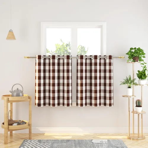 Vista 109 de Cortinas de 24 pulgadas de largo con diseño Buffalo Check Gingham Plaid para ventanas de cocina y baño, tratamiento para ventanas con 2 paneles