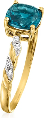 Vista 3 de Ross-Simons Anillo de topacio azul Londres de 1.70 quilates con detalles de diamantes en oro amarillo de 14 quilates