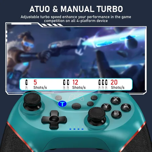 Vista 6 de Controller for Switch, Wireless Pro Controller for Switch 2SwitchSwitch LiteSwitch OLED, Remote Gamepad with Joystick, Adjustable Turbo Vibration